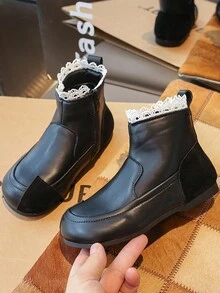 1 đôi bốt trẻ em thời trang cho bé trai và bé gái, bốt trẻ em ngoài trời Collegiate mùa thu/đông - màu đen - Xem 1