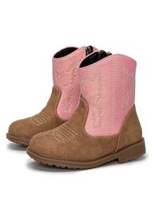 西部靴新品，防滑保暖舒适平底牛仔靴，百搭女童及婴幼儿，秋冬装，圣诞节穿搭 - 彩色 - 查看 5