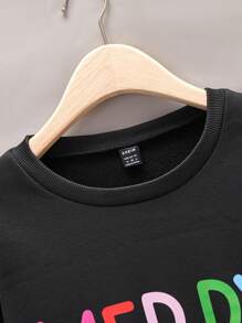 Men's Crew Neck Pullover Sweatshirt, Thermal Lined, Casual Loose Fit, Street Style, Multi-Color Letter Print, White Letter Graphic, Christmas Vibe "MERRY MERRY CHRISTMAS", Suitable For Family Matching, Black, Red, Fun Graphic, Autumn/Winter - Multicolor - View 4