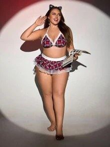 Ensemble de lingerie sexy en trois pièces avec patchwork en dentelle, grande taille