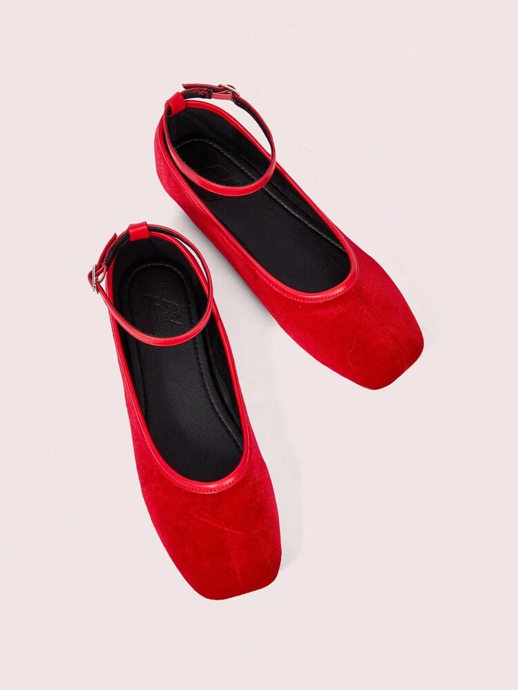 CUCCOO DOLLMOD Women's Square Toe Flat Black Velvet Material Casual & Party Slip-On Shoes Valentine Day