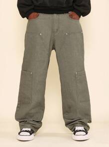 SUMWON Loose Fit Carpenter Jean - Khaki - View 4