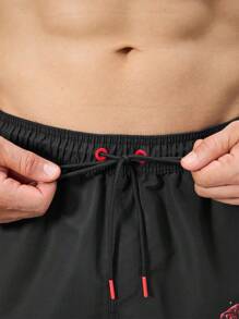 Surfspeed Men's Letter & Skull Print Drawstring Waist Loose Fit Casual Beach Shorts - Black - View 7