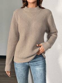 Chiquease Women Solid Color Round Neck Long Sleeve Casual Knit Sweater, Autumn/Winter Knit Pullover Fall Outfit