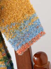 Young Girl Ombre Circular Pattern Knitted Cardigan & Skirt Set, Artistic Oil Painting Color, Suitable For Outings, Gatherings, And Autumn/Winter Wear - Green - View 5