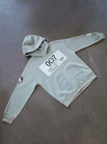 Manfinity EMRG Áo hoodie thường ngày in chữ dài tay có khóa kéo phía trước cho nam, Quà tặng cho bạn trai, Áo nỉ nam họa tiết vui nhộn, Áo len xám in chữ "007" - Xám - Xem 4