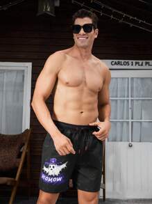 Surfspeed Men's Minimalist Print Drawstring Swim Trunks - Black - View 6