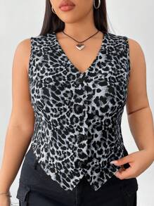 SHEIN EZwear 大码女式无袖西装背心夹克 - 灰色 - 查看 1