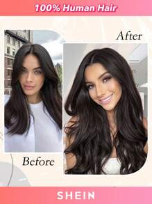 HQ Clip In Hair Extensions Real Human Hair, 120g 7pcs Clip In Hair Extensions, Natural Black #1 Clip Ins Hair Extensions - S1B - View 6