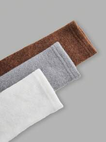 SHEIN Girlism Tween Girls Solid Color Turtleneck Long Sleeve Ribbed Casual T-Shirt 3 Piece/Set, Winter Clothes - Brown - View 11