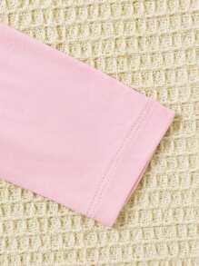 Set de 4 piezas de ropa de casa para bebés niñas con top de manga larga de unicolor y leggings - Multicolor - Ver 6