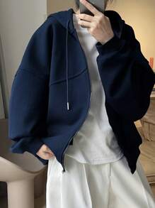 INAWLY Women Casual Basic Solid Color Zipper Hoodie, Autumn/Winter, Long Sleeve Tops Graduation, Back To School, Teacher, Pullover Fall Travel Navy Blue - Royal Blue - View 4