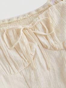 SHEIN MOD Women Solid Color Ruffle Puff Sleeve Blouse,Long Sleeve Tops