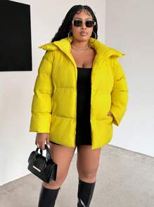 Maweii Vêtements d'hiver grande taille, veste matelassée zippée à capuche pour un usage quotidien et décontracté