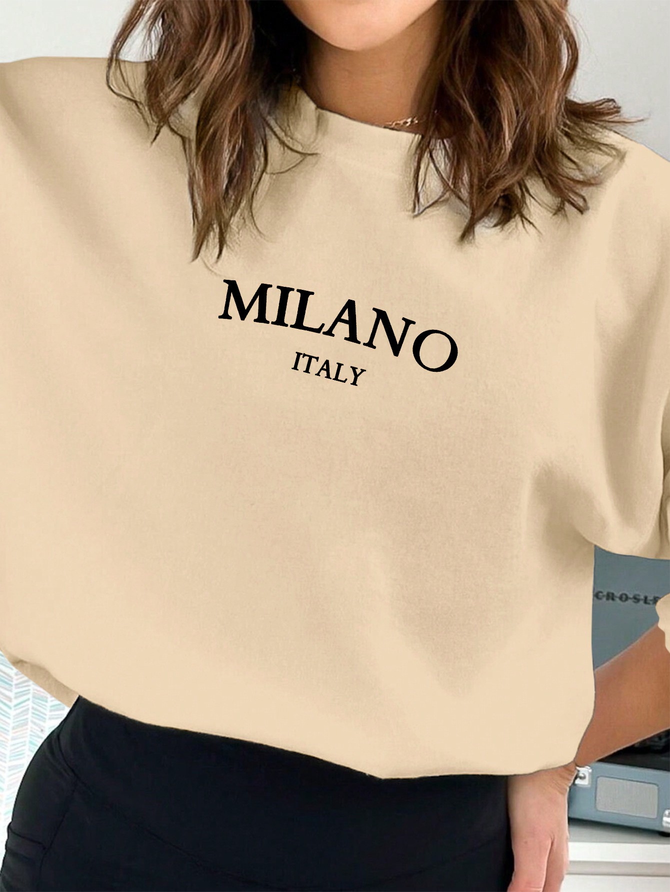 SHEIN EZwear بلوزة نسائية فضفاضة ذات رقبة مستديرة...