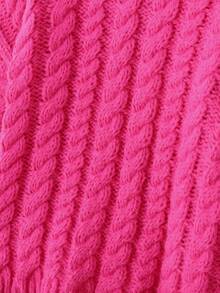 Jersey de punto con manga larga y cuello alto en unicolor fucsia para niñas preadolescentes, cálido para otoño e invierno - Rosa Fucsia - Ver 11