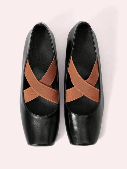 CUCCOO DOLLMOD Women's Black Square Toe High Heel Mary Jane Shoes, Cylinder Heel Criss-Cross Style, Vintage Look