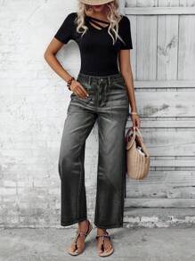 EMERY ROSE Pantalones vaqueros de mujer con bolsillo y diseño simple, para uso diario