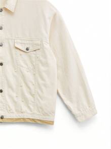 NEON BLANC Chaqueta de manga larga de denim blanco para hombre, estilo urbano