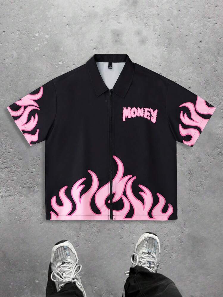 PAVTROS Manfinity Streetrush Men's Casual Front Zip Graphic Funny