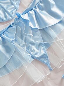 5入組性感乳膠女士內衣扮演套裝，露出腰部設計 - 藍色 - 查看 4