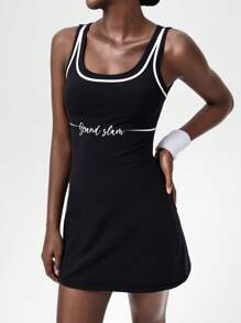 VARSITIE Simple Casual Letter Print Basic Style Women Active Dresses