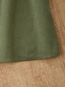 Teen Girls Cartoon Letter Graphic Sweatshirt And Elastic Waist Button Skirt Set