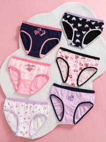 Tween Girls Heart Plaid Pattern 6pcs Pack Underwear - Multicolor - View 6