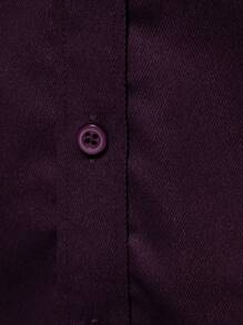 Calvornis Men's Casual Everyday Pocket Front Button Long Sleeve Shirt, Autumn, Fall - Purple - View 4