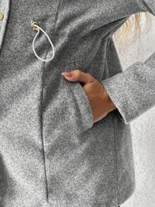 SHEIN 3-In-1 Pregnancy Fluffy Trimmed Kangaroo Hooded Long Sleeve Coat, Jacket For Winter, For Maternity - Grey - View 5