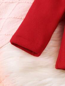 SHEIN Veste à capuche de Noël pour bébé fille avec ourlet à volants, rouge, hiver
