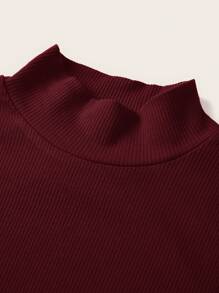 SHEIN X ELOISA & ORSON COSMINA Vestido mini de manga larga y cuello alto fruncido de color sólido simple para mujer