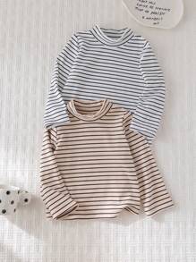 Cozy Pixies 2pcs/Set Baby Boy Colorful Striped Stand Collar Long Sleeve Top - Multicolor - View 10