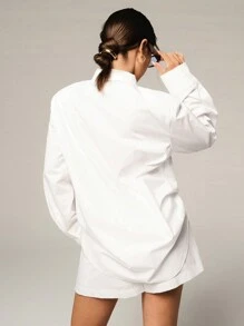 Athîral Autumn/Winter 2pcs Set Women Casual Solid Color Long Sleeve Shirt And Shorts,