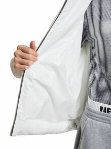 Manfinity VCAY 1pc Men Street Style Stand Collar Padded Coat, Suitable For Winter - White - View 7