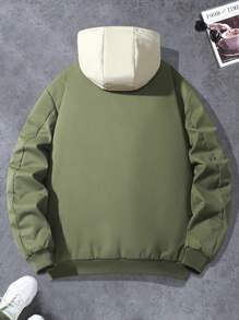 Manfinity Sport Corelite Boyfriend Style Men's Casual Contrast Color Block Hooded Padded Sport Jacket