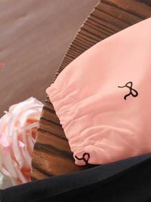 SHEIN Elladie kids 女婴 2 件套：白色蝴蝶印花衬衫和黑色百褶裙 - 粉色 - 查看 4