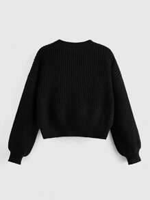 ROMWE Hippie Damen Oversized Pullover mit Mottenstickerei, Rundhalsausschnitt, Drop-Shoulder und Langarm, Lässig, Herbst/Winter