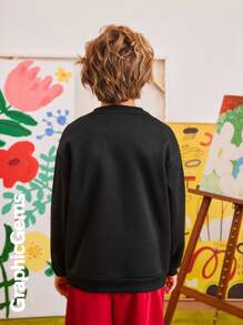Áo nỉ in chữ và núi thường ngày cho bé trai tuổi mới lớn, Thu/Đông - màu đen - Xem 2
