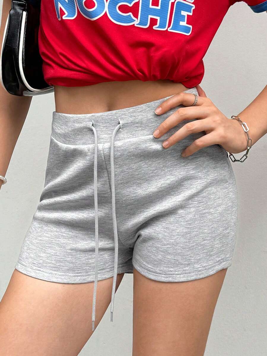 INAWLY Women's Drawstring Solid Color Minimalist Skinny Casual Sports Shorts