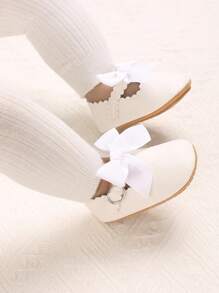 0-1 Years Old Infant Bowknot PU Soft Sole Princess Shoes, Suitable For Spring & Autumn - White - View 7