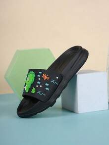 幼儿男孩舒适时尚休闲轻便卡通 EVA 泡沫拖鞋，夏季 - 黑色 - 查看 2