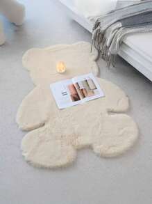 1pc Fluffy Plush Teddy Bear Shaped Soft, Fluffy And Easy-To-Clean Rug, Suitable For Bedroom, Living Room, Sofa, Coffee Table, Closet, Vanity Area, Tatami Room And Other Spaces, Cozy And Adorable Home Decor,Fall Decor,Autumn Decor,Room Decor