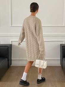 DAZY Women's Casual Solid Color V-Neck Raglan Sleeve Long Sweater, Autumn/Winter - Khaki - View 4