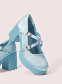 CUCCOO DOLLMOD 女士时尚双扣厚底高跟鞋