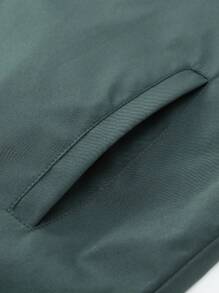 Manfinity Roghcode Áo khoác nam tay dài đơn sắc có khóa kéo phía trước phong cách rave thường ngày - Màu xanh lá cây đậm - Xem 3