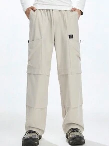 Manfinity VCAY Men Casual Woven Loose Elastic Waist Straight Leg Pants