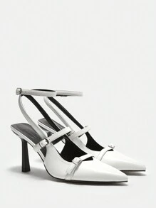 CUCCOO BIZCHIC Giày cao gót kiểu Lolita đính nơ cho nữ, màu đỏ tía - trắng - Xem 1