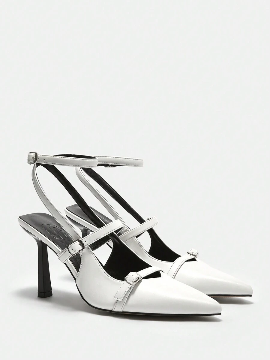 CUCCOO BIZCHIC Giày cao gót kiểu Lolita đính nơ cho nữ, màu đỏ tía - trắng - Xem 1