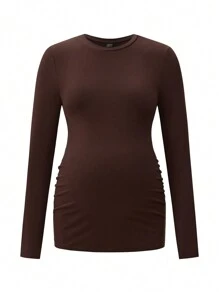 Modmama 3pcs Maternity Casual Round Neck Long Sleeve Fitted T-Shirt Set - Apricot - View 7